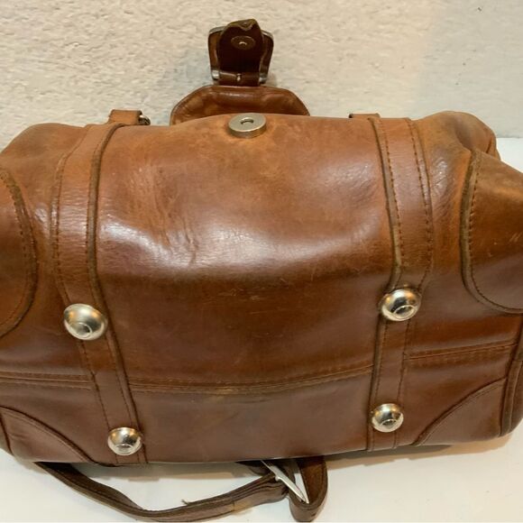 Vintage Navasota leather satchel Bag brown strap front buckle - Picture 8 of 16